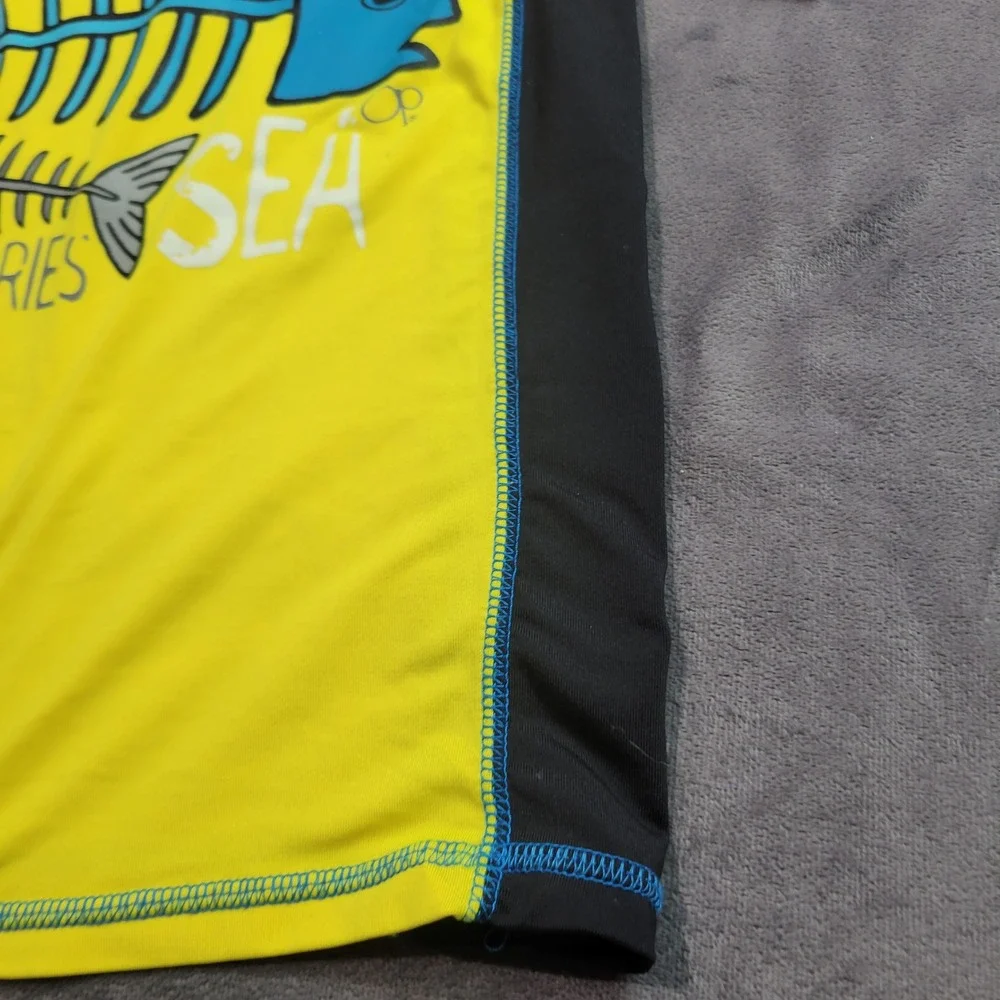 Ocean Pacific‎ Boys 8 Deep Sea Discoveries Rash Guard Yellow Black Short Sleeve